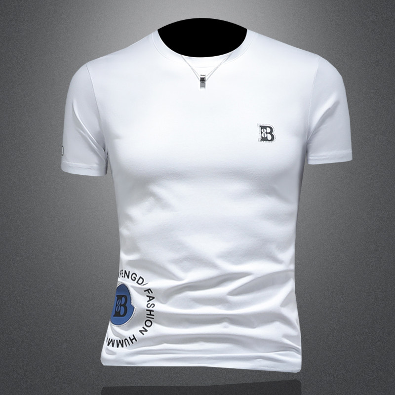 2026假模夏季新品质丝光棉男潮流短袖T恤QT6012AFD2617T-P75，男装T恤，钱塘6012(原3012)