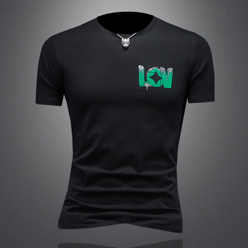 2025假模夏季新品质丝光棉男潮流短袖T恤QT6012AFD61001T-P70，男装T恤，阿丰达