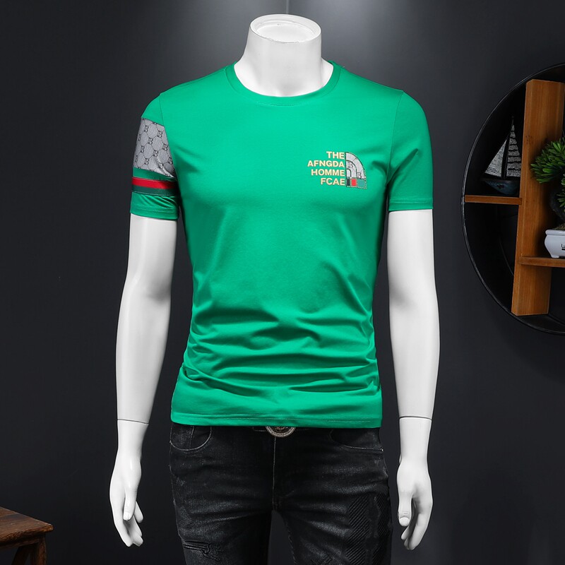 2025假模新款高端品质丝光棉男士潮流短袖T恤QT6012AFD7109T-P70，男装T恤，阿丰达