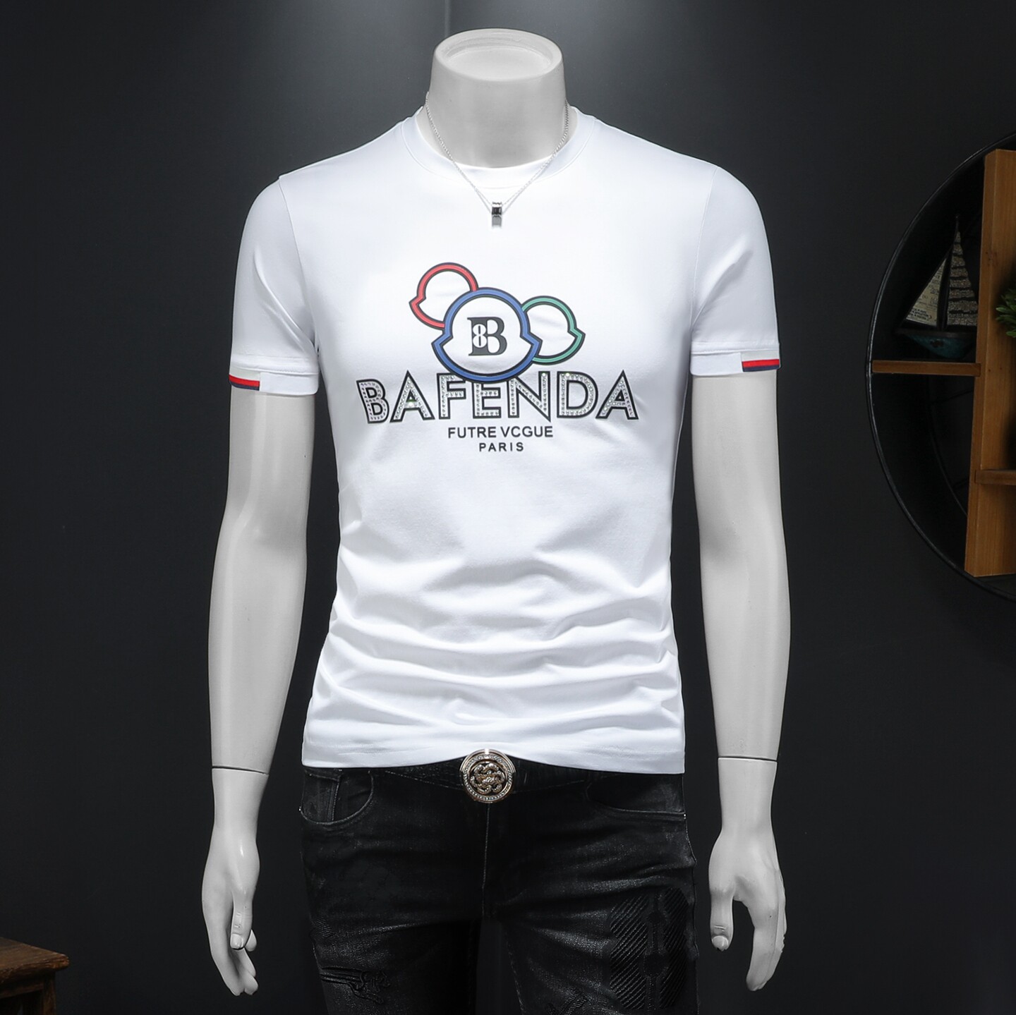 2026假模夏季新品质丝光棉男潮流短袖T恤QT6012AFD2618T-P75,男装T恤,钱塘6012(原3012)