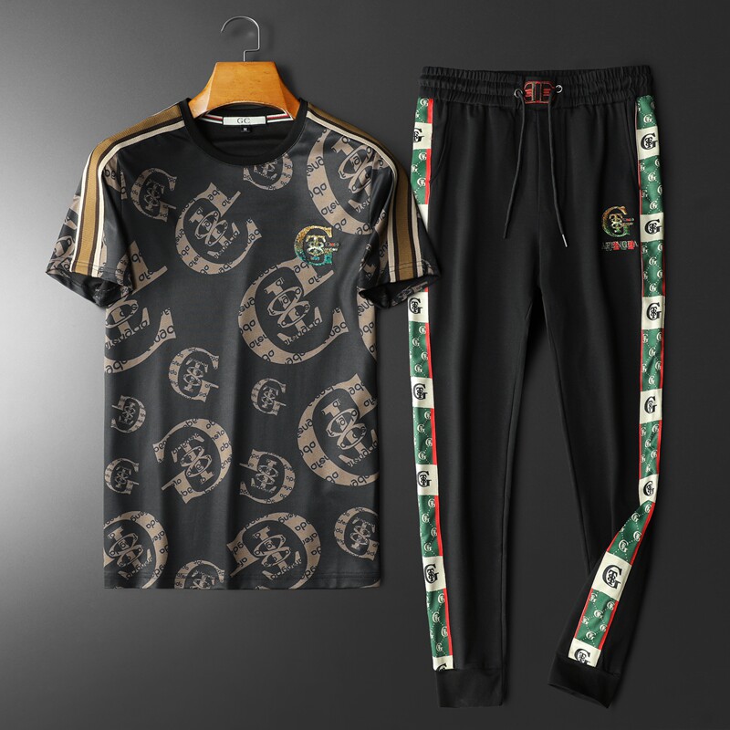 2024高端男士圆领短袖长裤运动休闲套装可单卖QT6012TZ9912P205，男装休闲套装，阿丰达