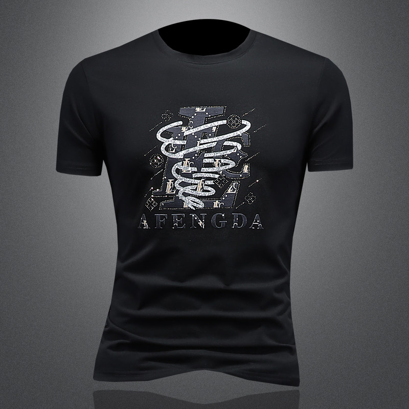 2025假模夏季新品质丝光棉男潮流短袖T恤QT6012AFD61035T-P70，男装T恤，阿丰达