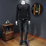 假模秋冬款新品男士圆领潮流针织衫打底毛衣QT6012AFD25025-P115，男装T恤，钱塘6012(原3012)