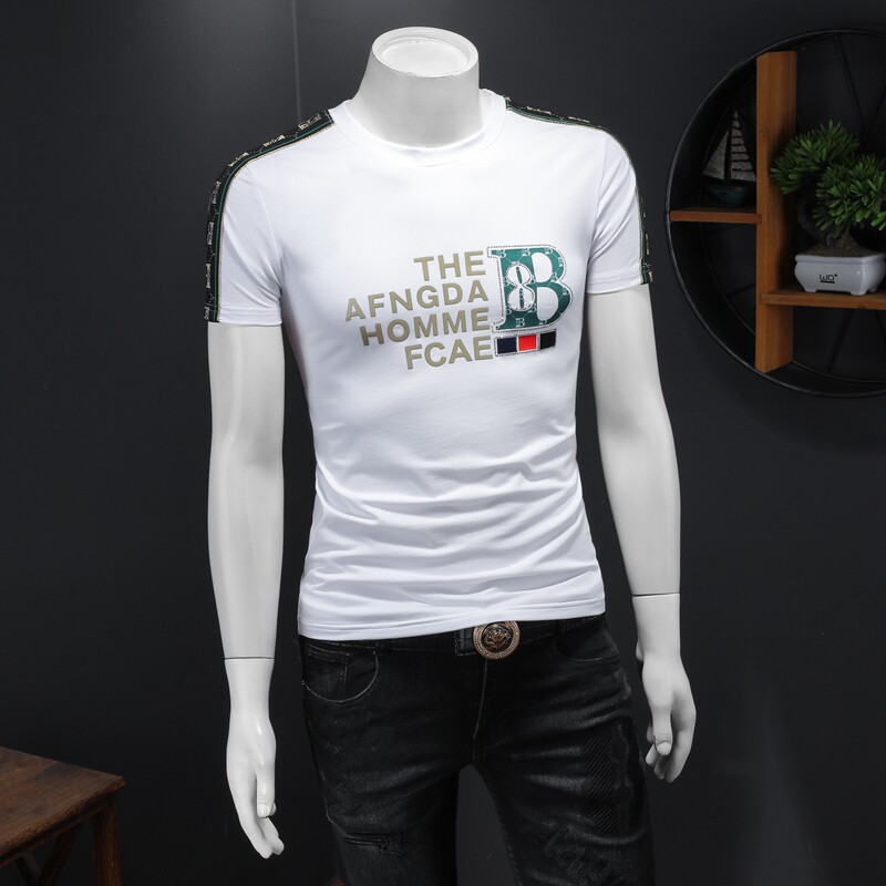 2024假模新款高端品质丝光棉男士潮流短袖T恤QT6012AFD8371T-P70,男装T恤,钱塘6012(原3012)