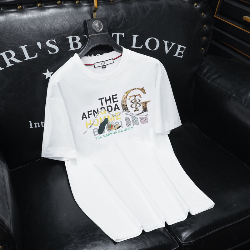 2024新款高端品质丝光棉男士短袖T恤微阔版QT6012AFD9995T-P80，男装T恤，钱塘6012(原3012)