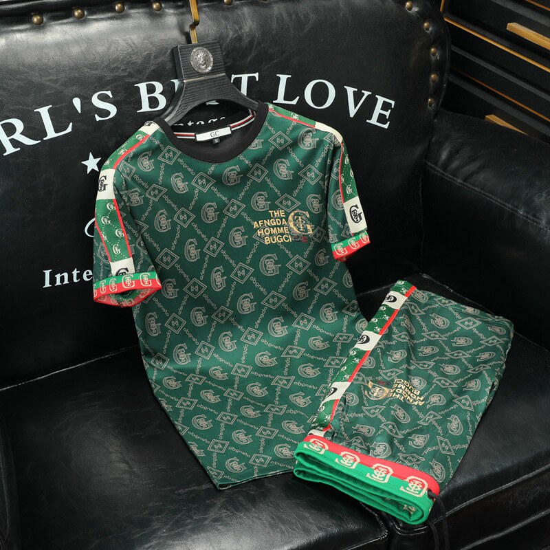 到5XL高端男士圆领短袖短裤运动休闲套装可单卖QT6012DK9938P180，男装休闲套装，阿丰达