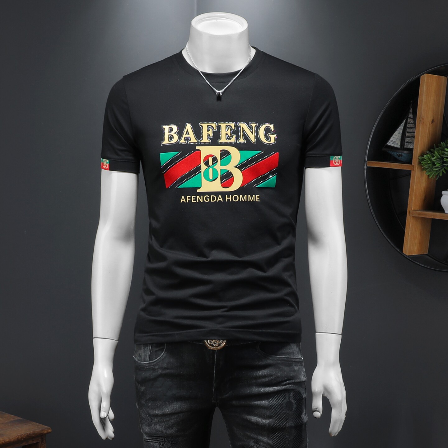 2026假模夏季新品质丝光棉男潮流短袖T恤QT6012AFD2611T-P75，男装T恤，钱塘6012(原3012)