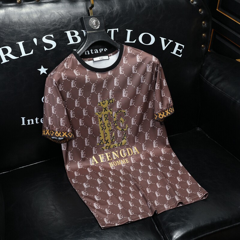 2026夏季新品质丝光棉男潮流短袖T恤QT6012AFD61033T-P70，男装T恤，阿丰达