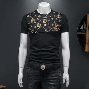 2026假模夏季新品质丝光棉男潮流短袖T恤QT6012AFD2615T-P75，男装T恤，钱塘6012(原3012)