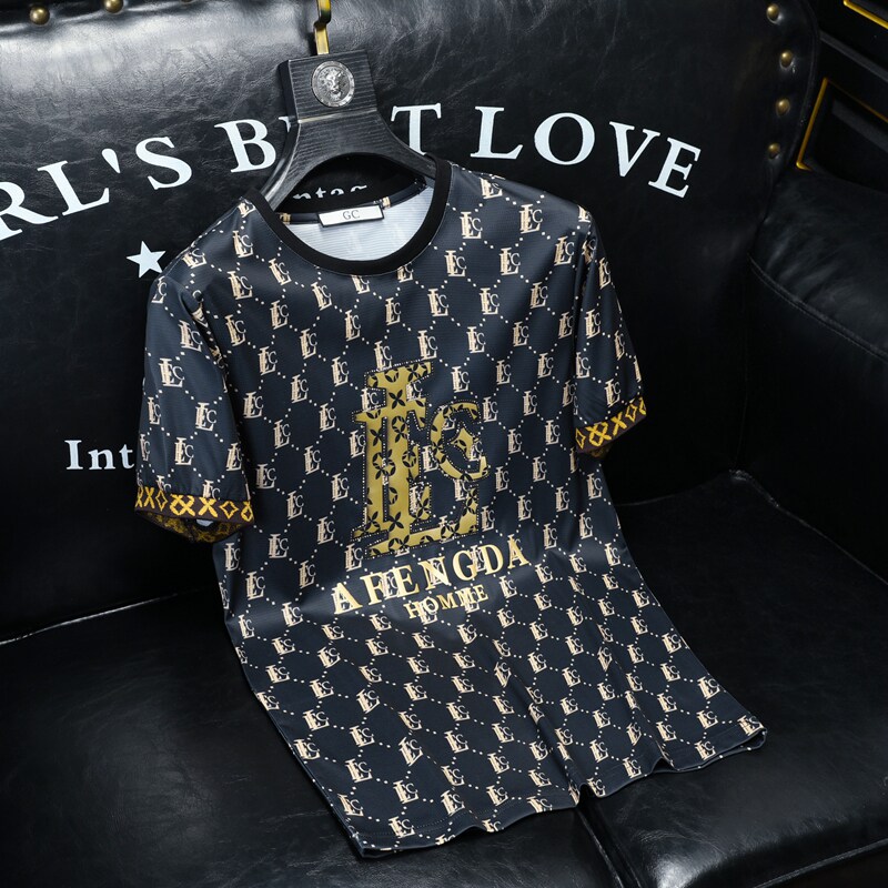 2026夏季新品质丝光棉男潮流短袖T恤QT6012AFD61033T-P70，男装T恤，阿丰达