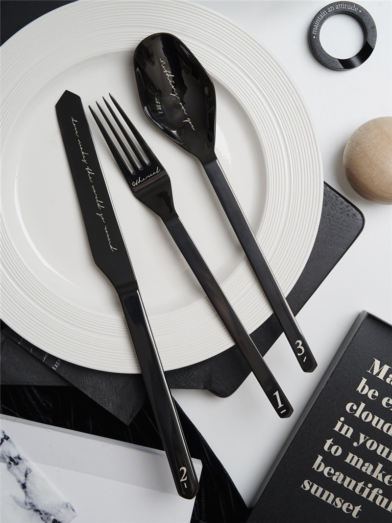 Easygood北欧极简304不锈钢刀叉勺镜面网红金属创意西餐套装餐具