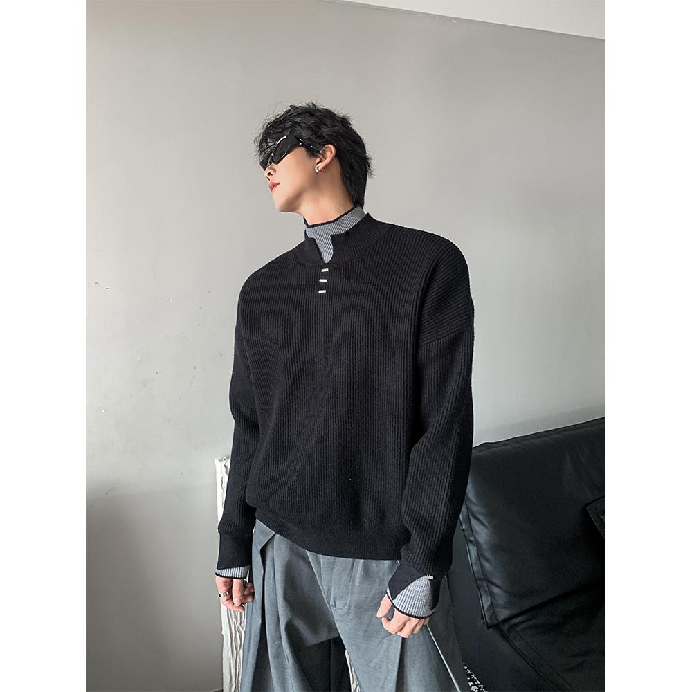 双领设计针织衫金属毛衣