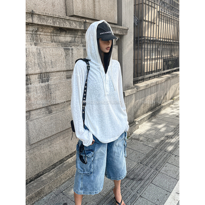 THREENINE美式慵懒风纯色T恤