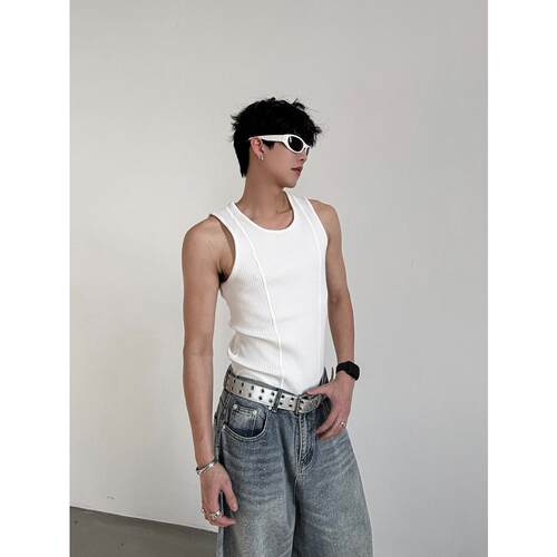THREENINE 纯色背心棉质三色修身基础款男弹力百搭不透色内搭上衣