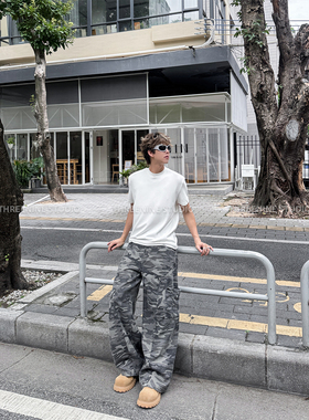 THREENINE 秋冬纯色小高领短袖T恤打底衫男正肩廓形合身百搭上衣