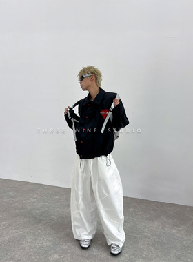 THREENINE复古爱心别针金属刺绣夹克男设计感宽松休闲百搭上衣潮