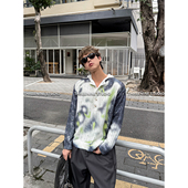 THREENINE 小众随性亨利领喷染破洞毛衣男女秋冬百搭时髦单品街头