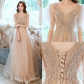 2025新款 胖mm200斤高级伴娘服 晚礼服气质仙轻奢显瘦主持年会大码