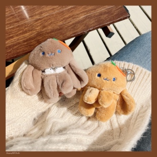 可爱毛绒萝卜小兔适用airpods4保护套苹果耳机保护壳airpodspro3无线蓝牙耳机套ipod盒二三代airpods2耳机壳