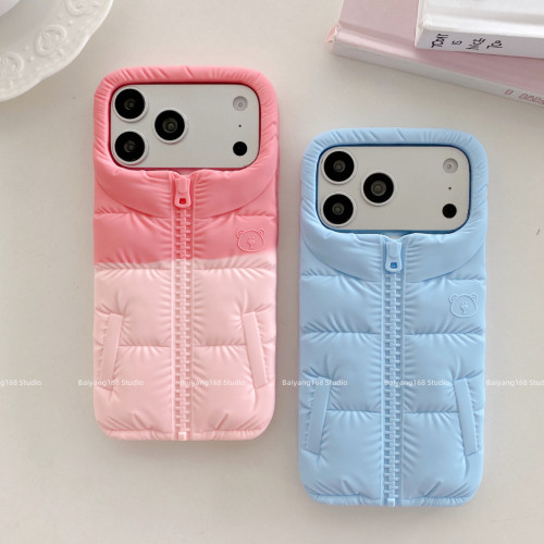 可爱卡通小熊羽绒服iPhone手机壳