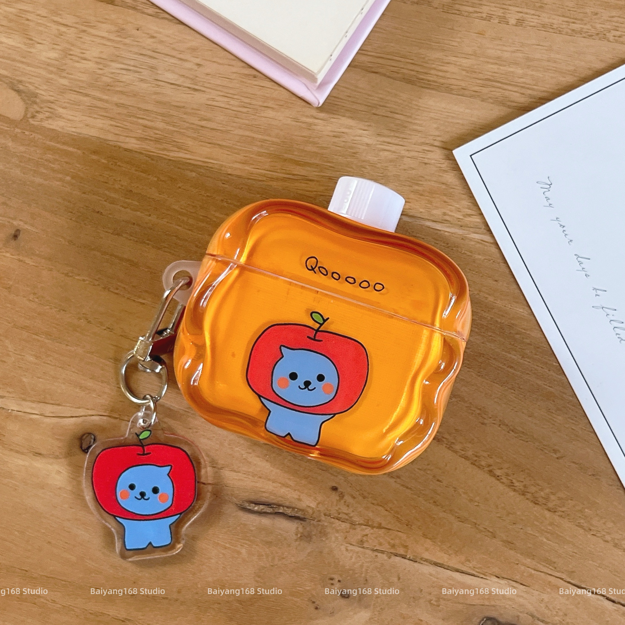 创意立体红苹果酷儿适用airpodspro3耳机保护套苹果无线蓝