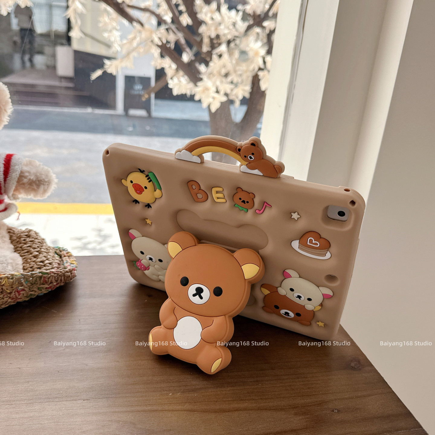 卡通轻松熊旋转支架ipad保护套