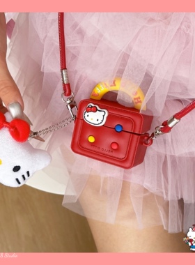 可爱kitty猫手提包适用airpods4保护套苹果耳机保护壳airpodspro2无线蓝牙耳机套ipod盒二三代airpods3耳机壳