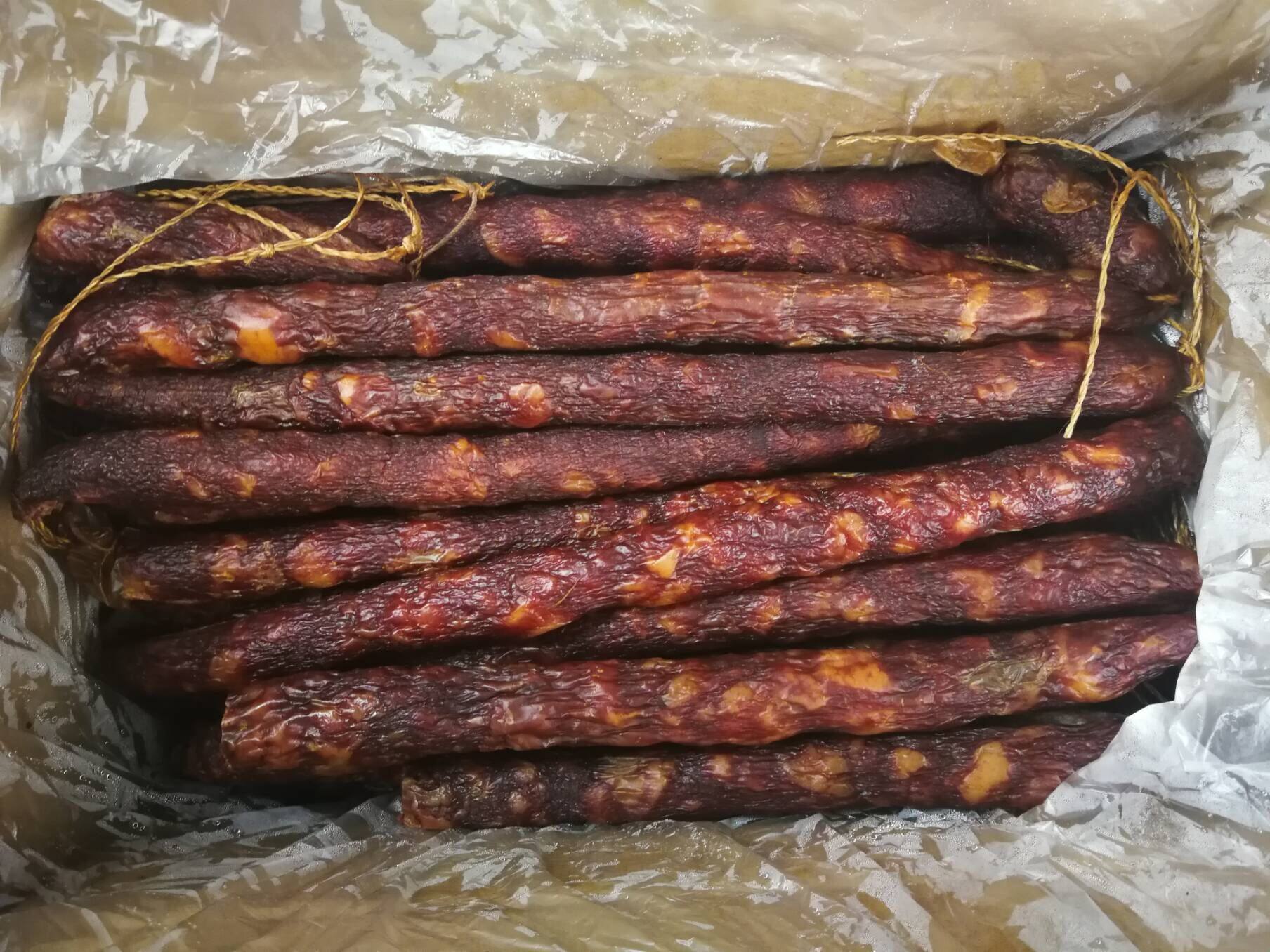 湖南柴火烟熏腊肠香辣味麻辣味土特产烟熏肉腊肉手工制作腊肠10斤