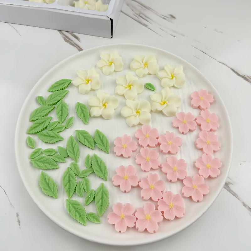 可食用巧克力樱花花朵蛋糕装饰摆件粉色小花甜品烘焙插件