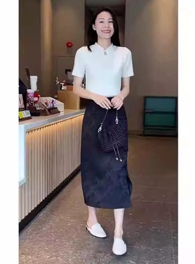 GG。LILY MOST2024夏新款高级感新中式国风女神范短袖半身裙两件