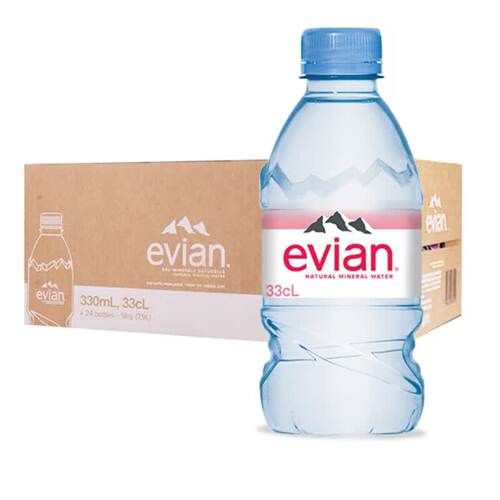 依云（evian）法国原装进口 天然矿泉水 330ml*24瓶 整箱/塑料瓶