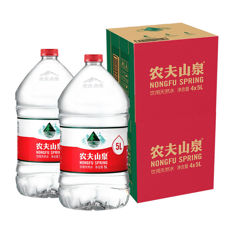 农夫山泉 天然5l*4瓶/整箱全国3件起包邮桶装饮用水矿泉包装弱碱
