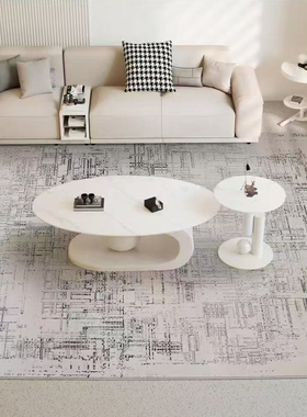 意式轻奢客厅地毯沙发茶几毯地垫现代简约高级感卧室床边毯可水洗