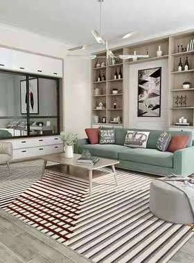 弥舍地毯 北欧简约几何现代抽象客厅沙发卧室床边柔软地毯地垫