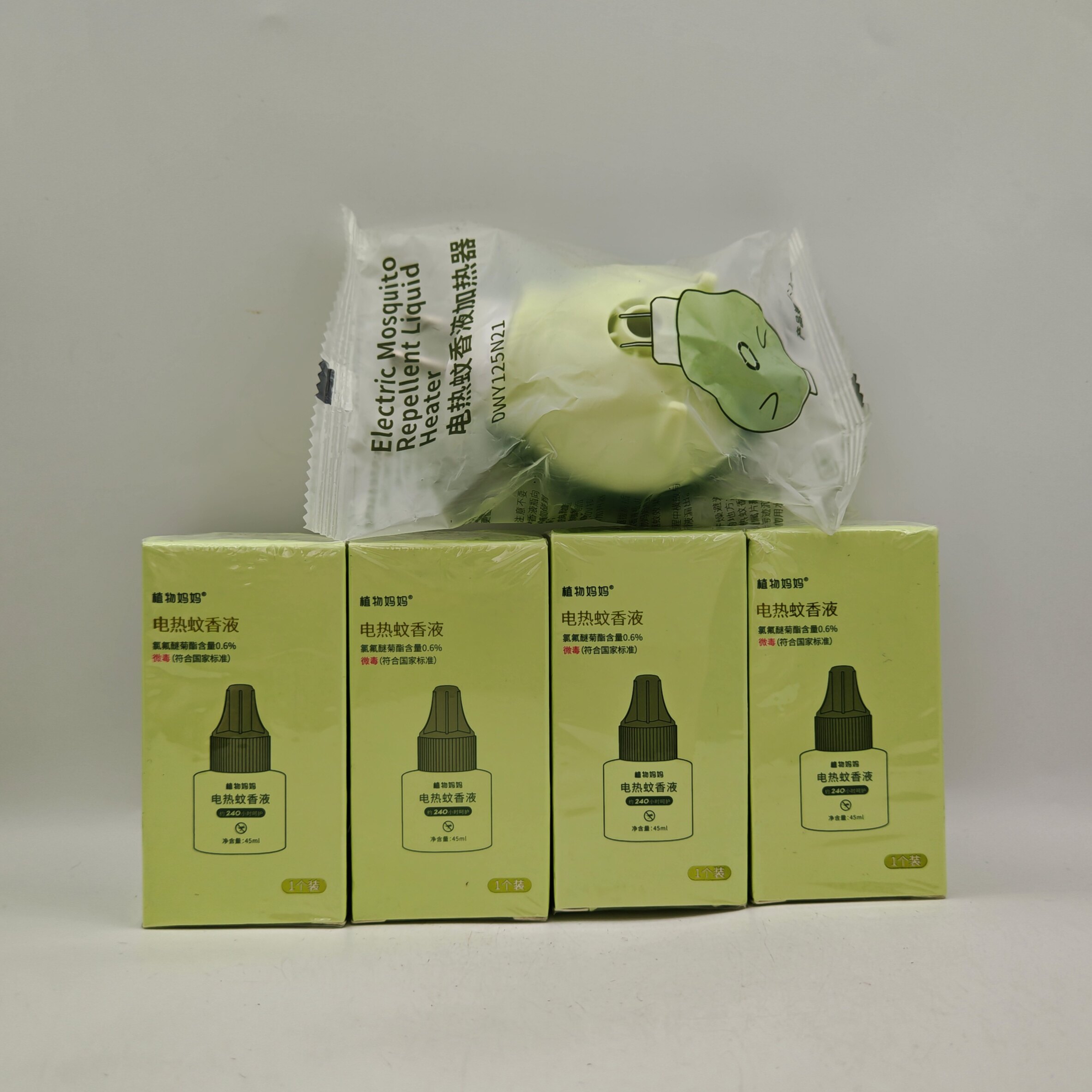 植物妈妈电热蚊香液4液1器 无味儿童专用全家驱蚊器补充液