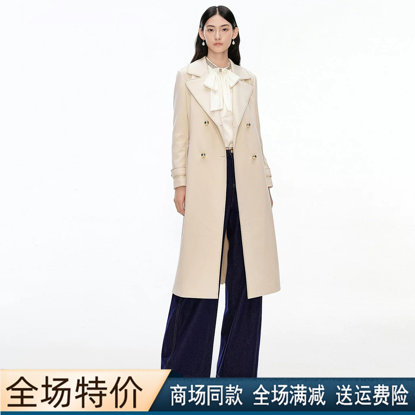 冬季新款双排扣中长款风衣外套女