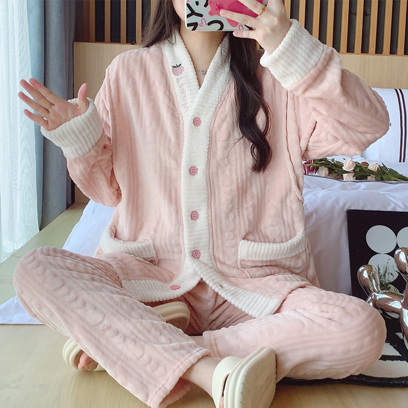 不掉绒月子服法兰绒秋冬产后哺乳