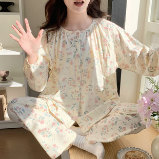 纯棉大码 孕妇睡衣产后5月份6哺乳期喂奶衣家居服 薄款 月子服春夏季