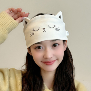 月子发带夏季 纯棉头巾产妇月子护额头带大头围防风吸汗束发带 薄款