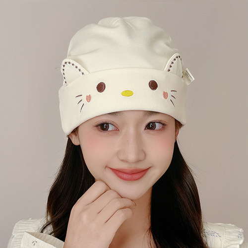 夏季纯棉月子帽防风护额大头围
