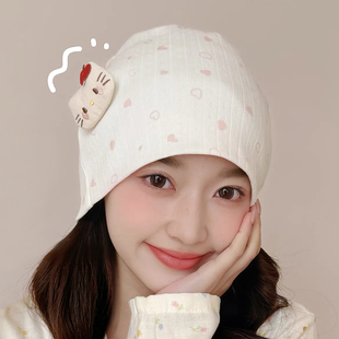 夏季薄款纯棉月子帽大头围护额头孕妇产后产妇保暖防风帽头巾发带