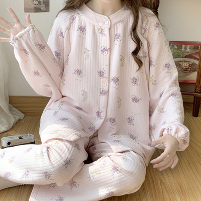 夹棉月子服纯棉保暖秋冬产后哺乳