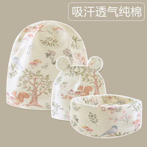 春夏纯棉薄款防风吸汗月子帽