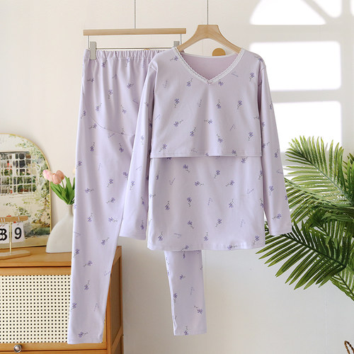 孕妇秋衣秋裤德绒月子服套装秋冬保暖大码内衣孕期产后哺乳期睡衣