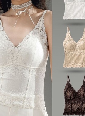 希维尔95106纯欲性感蕾丝镂空美背固定杯防走光内搭外穿吊带背心