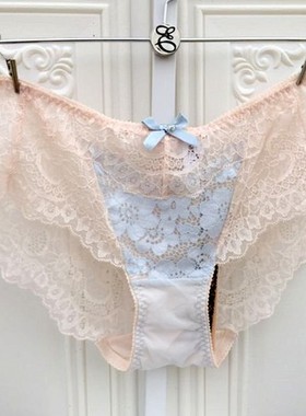 韩国EBLIN内裤女专柜正品透明镂空蕾丝平角三角无痕底裤性感低腰