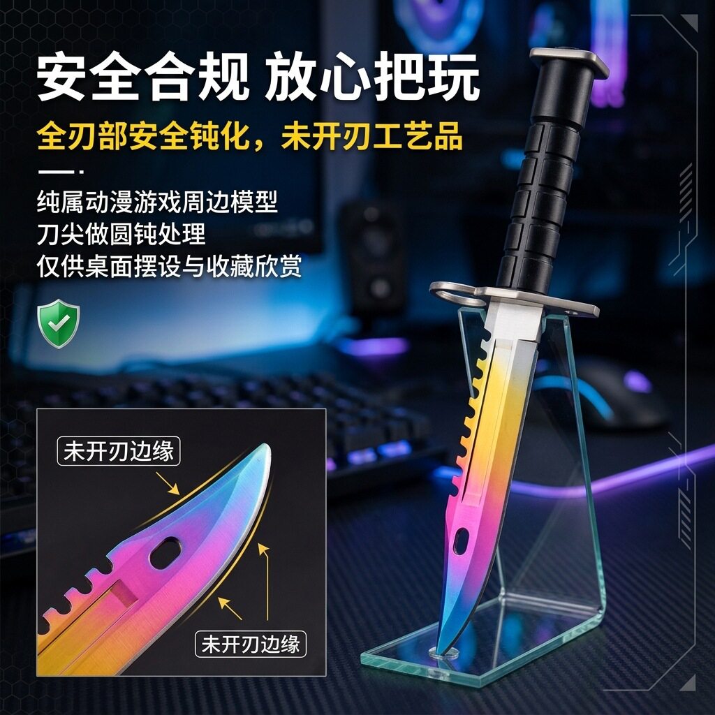 CSGO反恐精英M9刺刀渐变色特大号金属武器模型合金实物手办未开刃