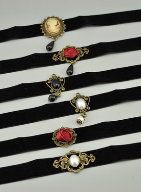 哥特风丝绒项圈走秀晚礼服锁骨链