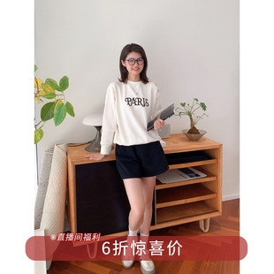 气质百搭白色字母印花圆领卫衣女早秋长袖 6折福利款 上衣 2.27