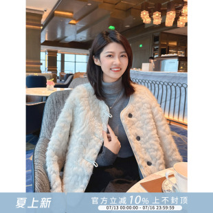 紫璐莱芬兰暮光~气质名媛小香风毛茸茸保暖环保皮草短外套女冬34X